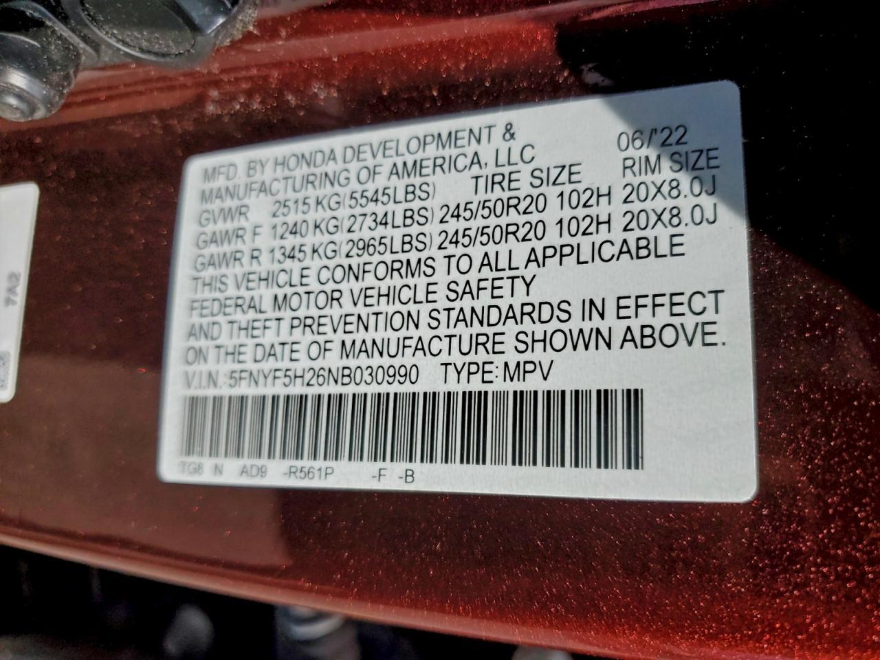 2022 HONDA PILOT