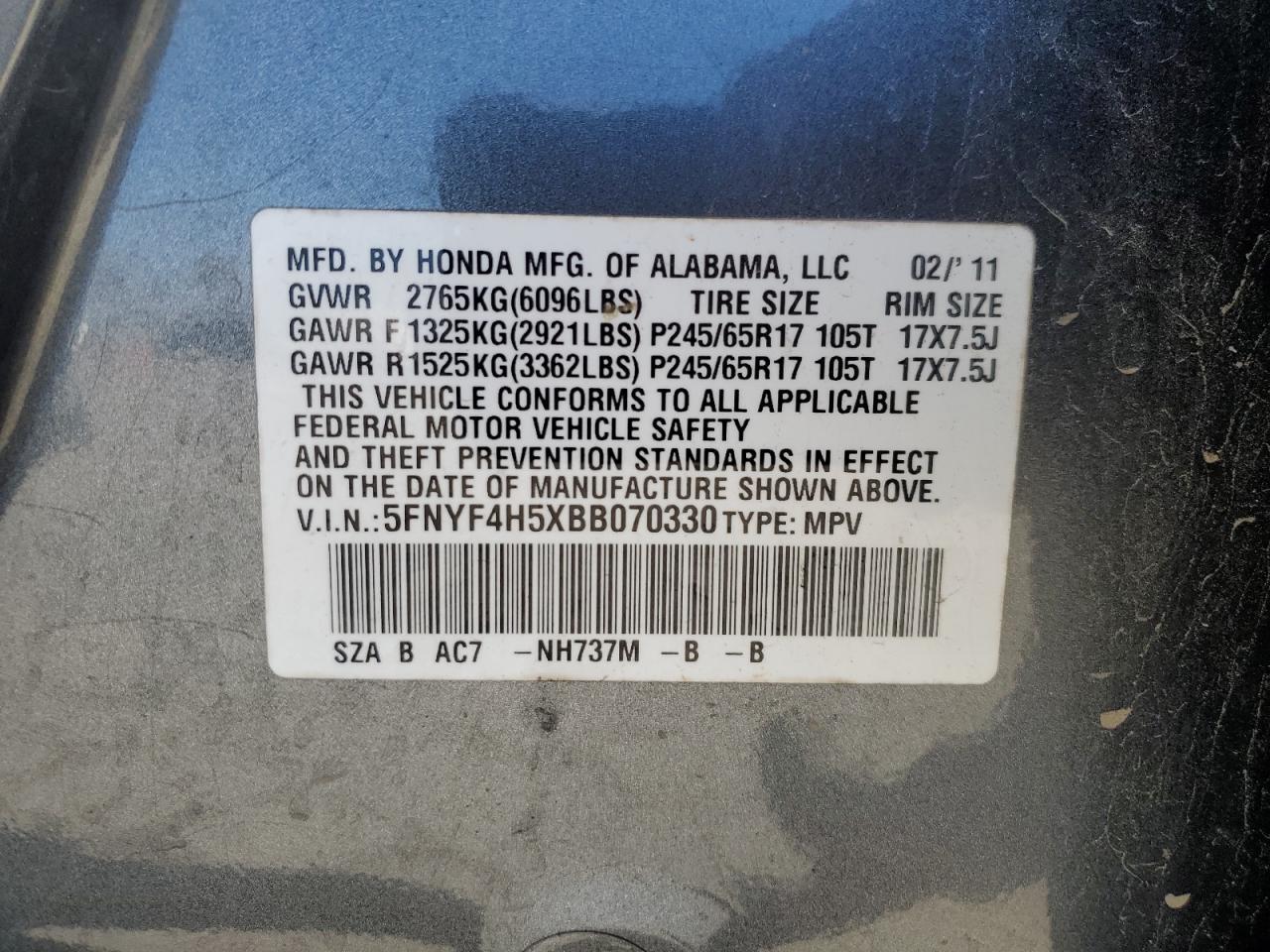 2011 HONDA PILOT