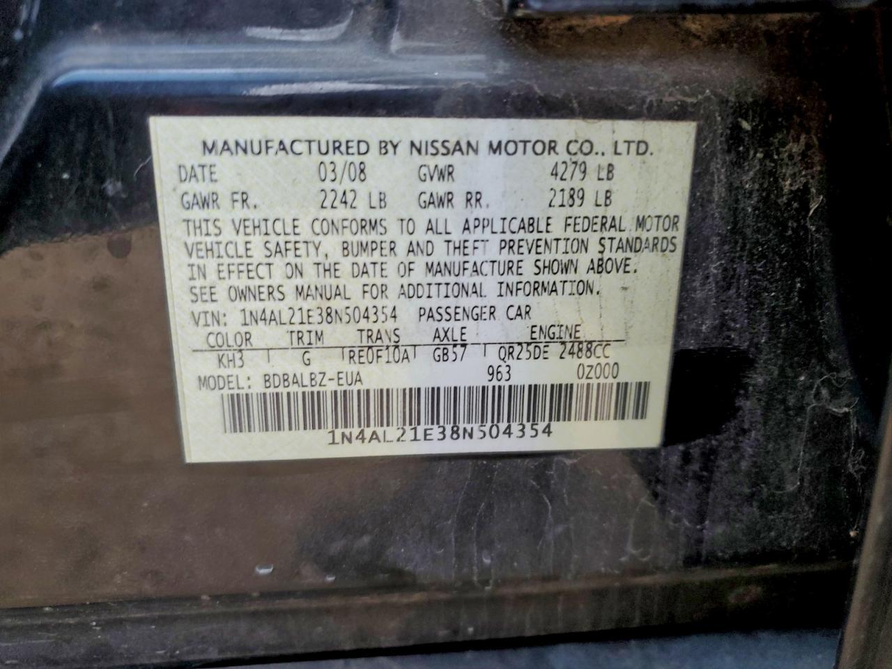 2008 NISSAN ALTIMA