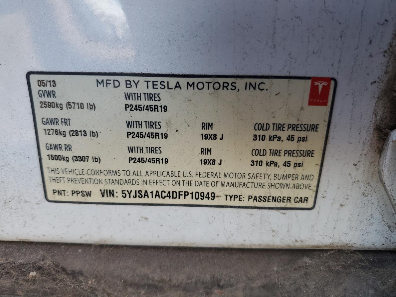 2013 TESLA MODEL S