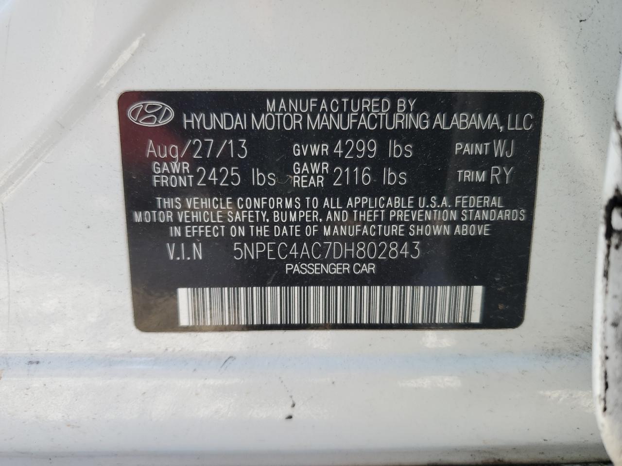 2013 HYUNDAI SONATA