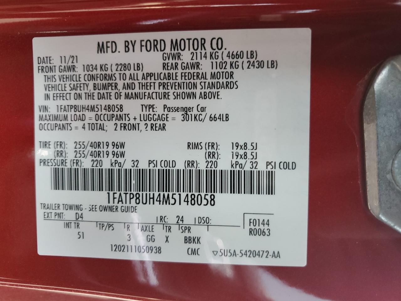 2021 FORD MUSTANG