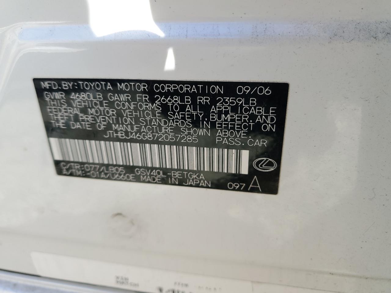 2007 LEXUS ES 350