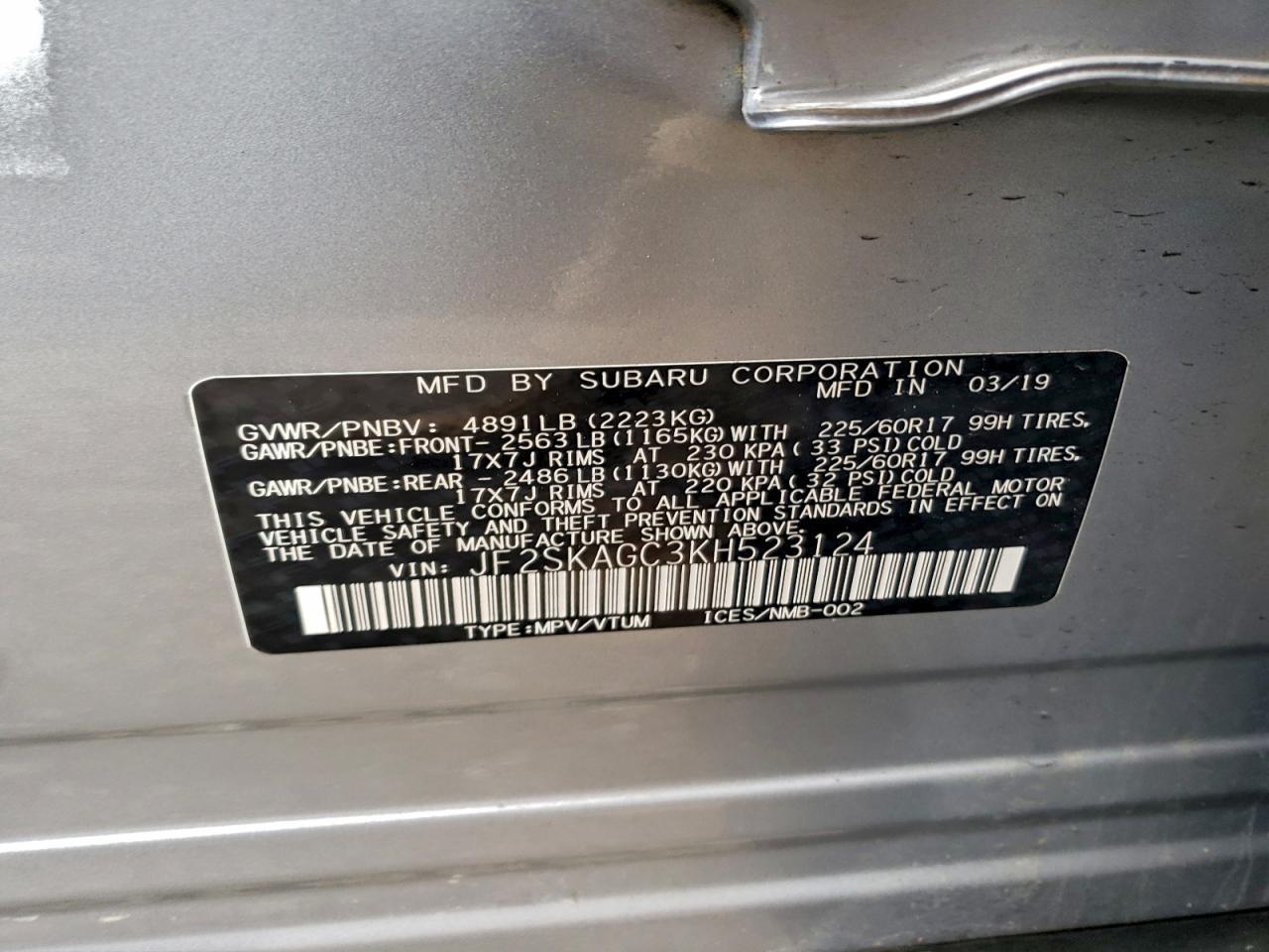 2019 SUBARU FORESTER