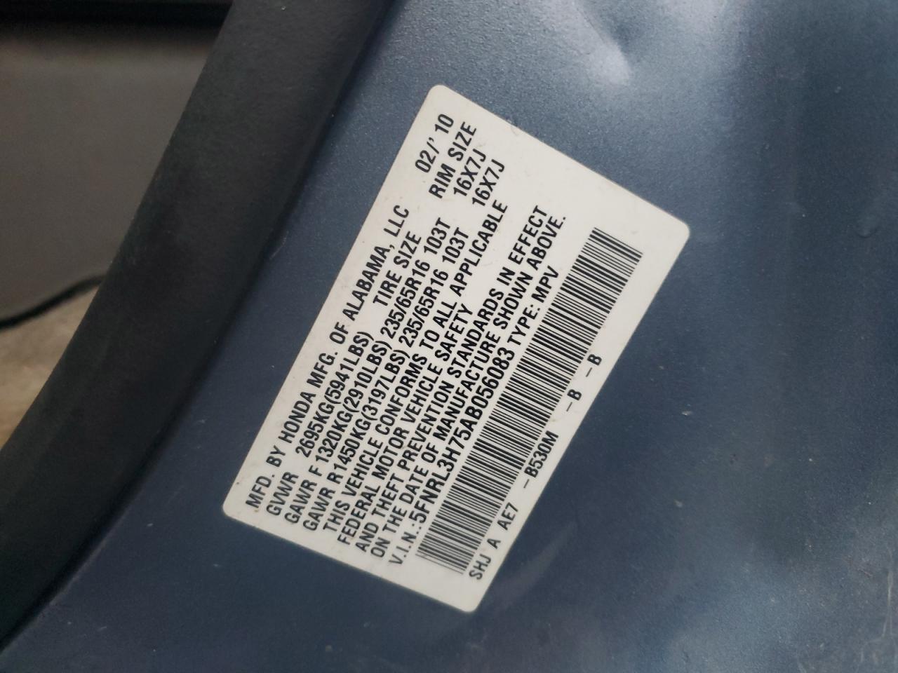 2010 HONDA ODYSSEY