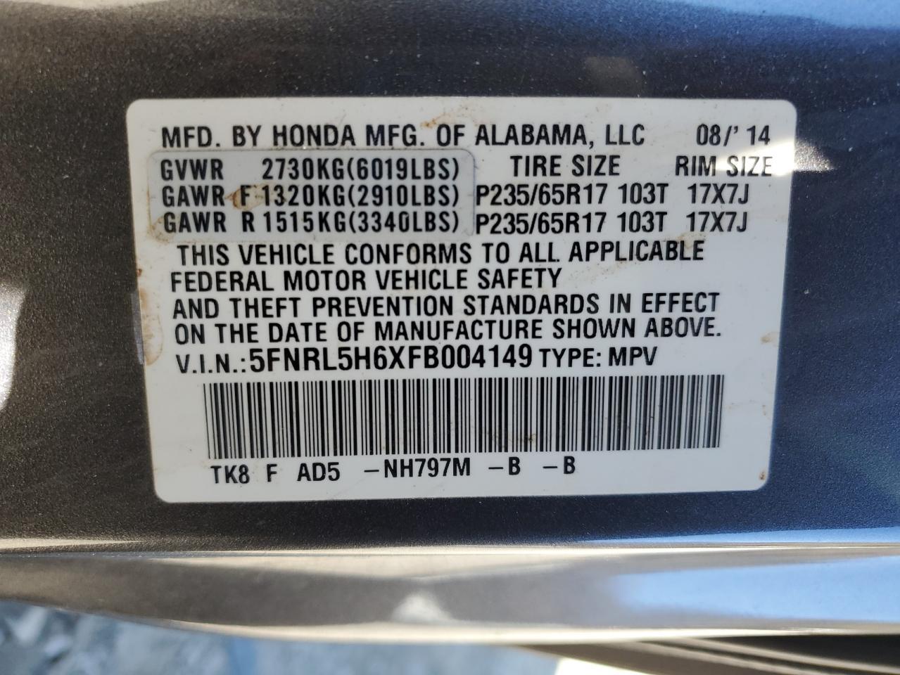 2015 HONDA ODYSSEY