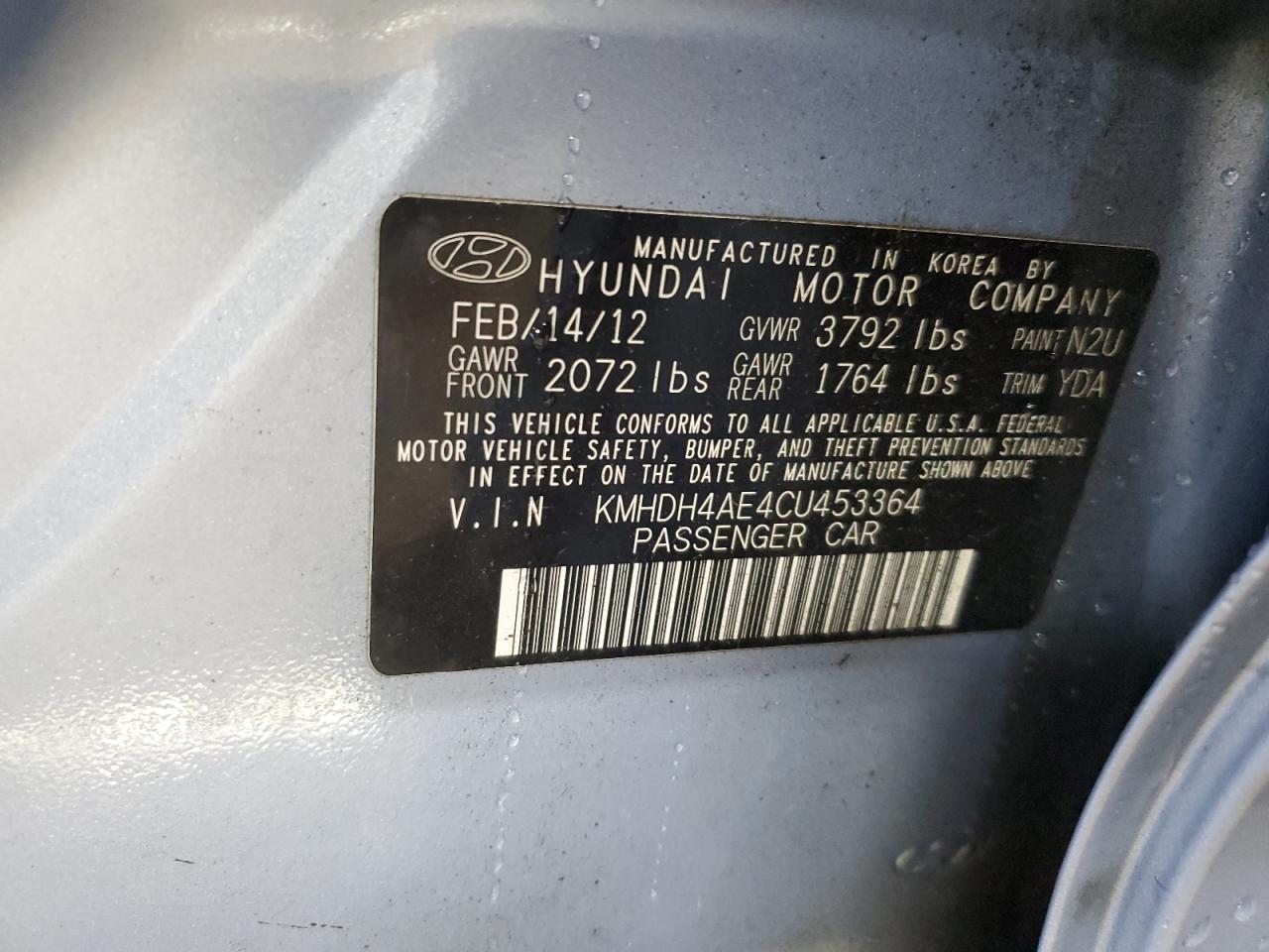 2012 HYUNDAI ELANTRA