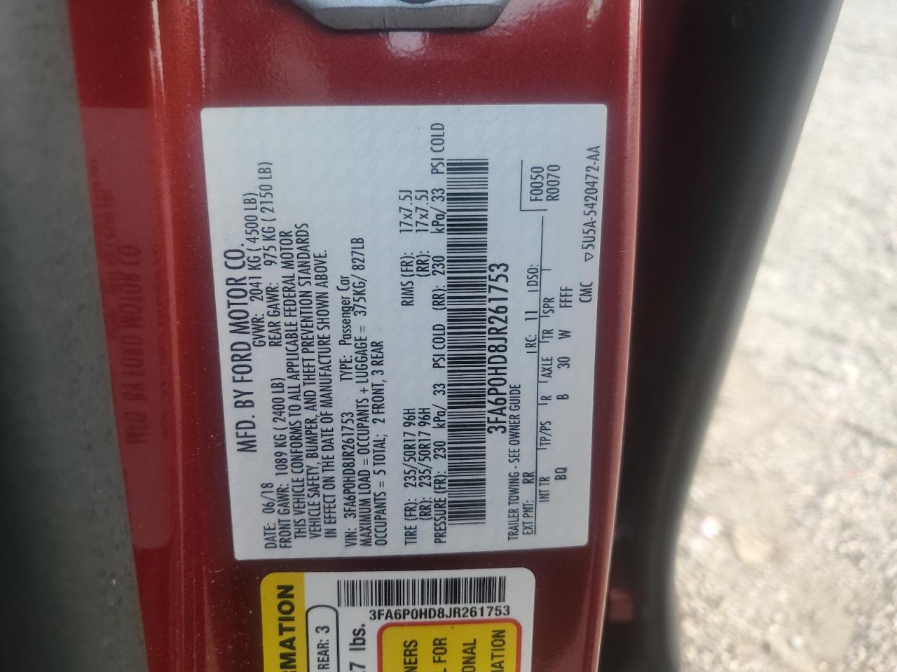 2018 FORD FUSION
