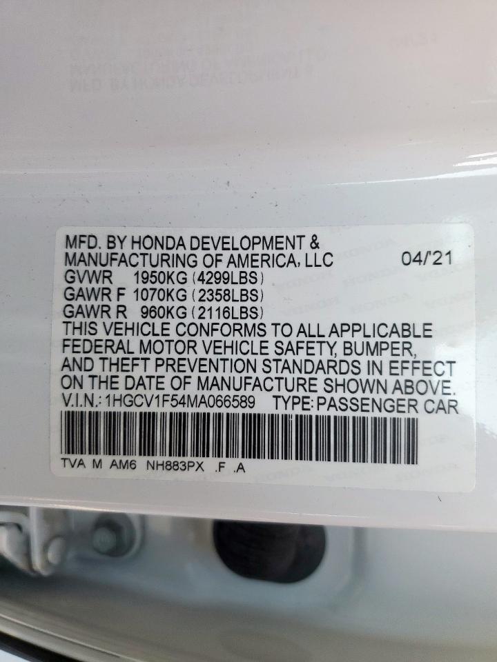 2021 HONDA ACCORD