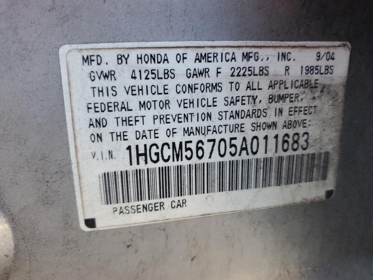 2005 HONDA ACCORD