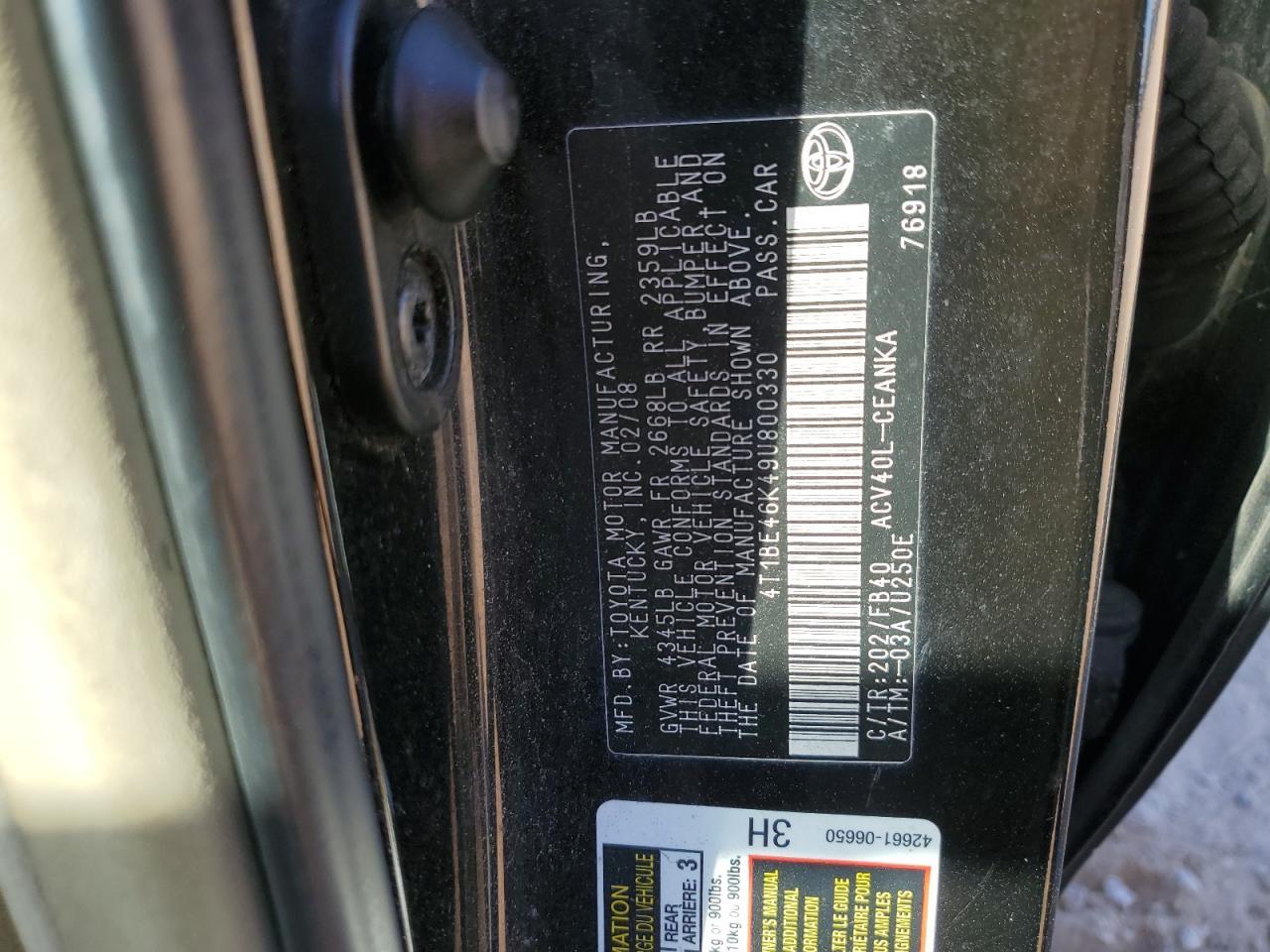 2009 TOYOTA CAMRY
