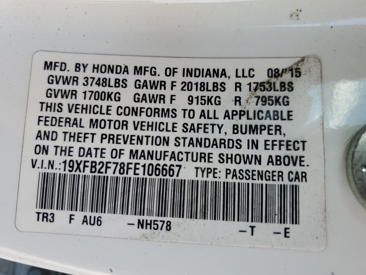 2015 HONDA CIVIC