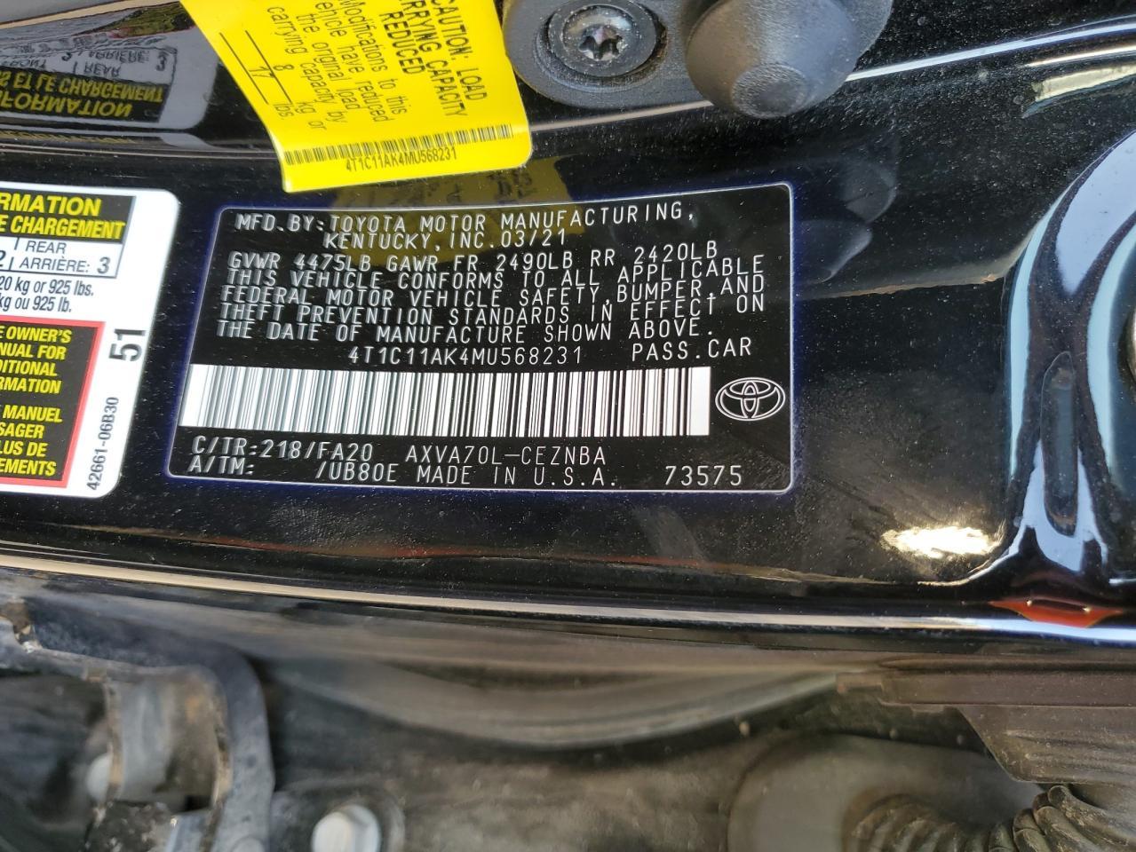 2021 TOYOTA CAMRY