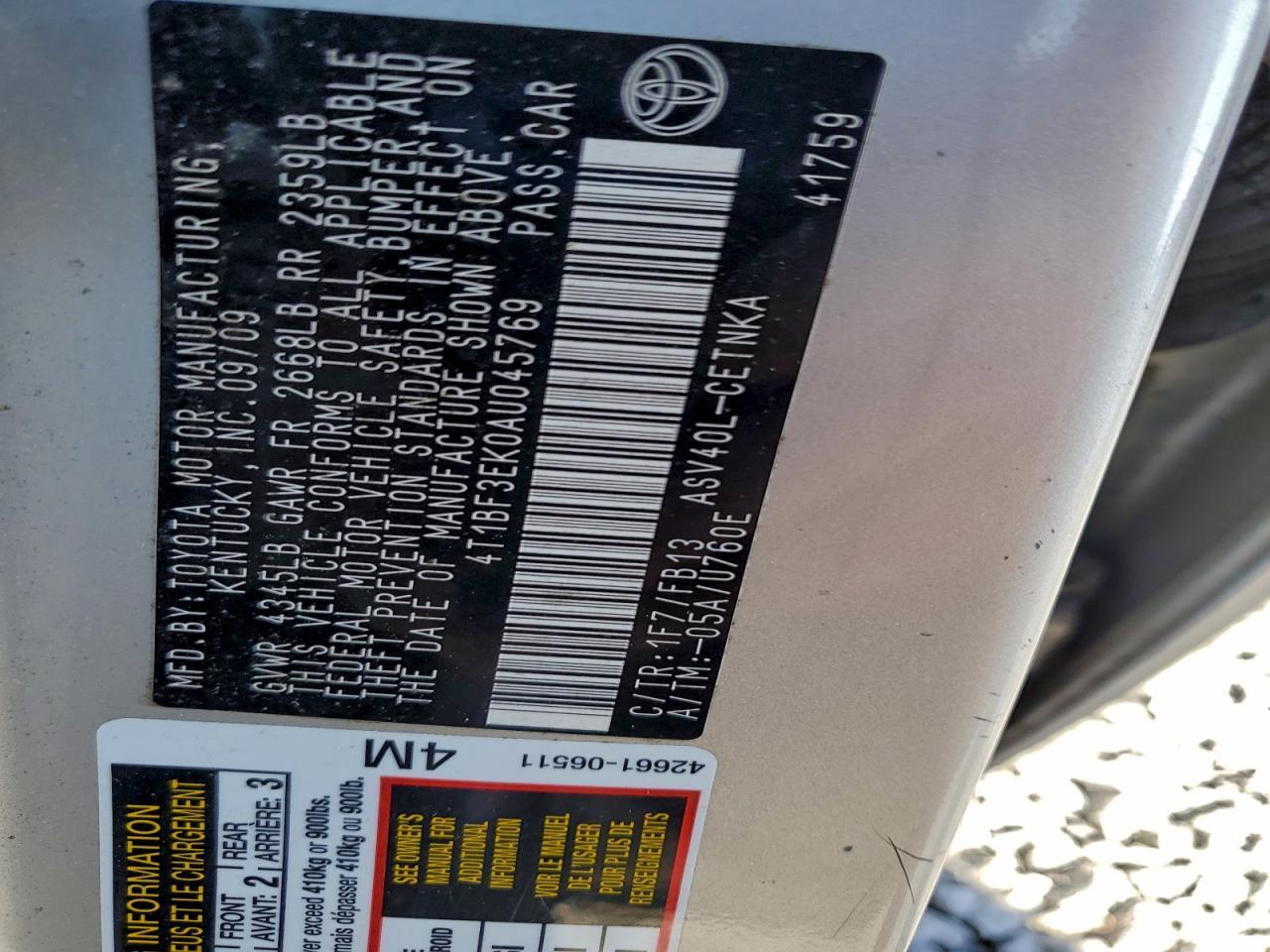 2010 TOYOTA CAMRY