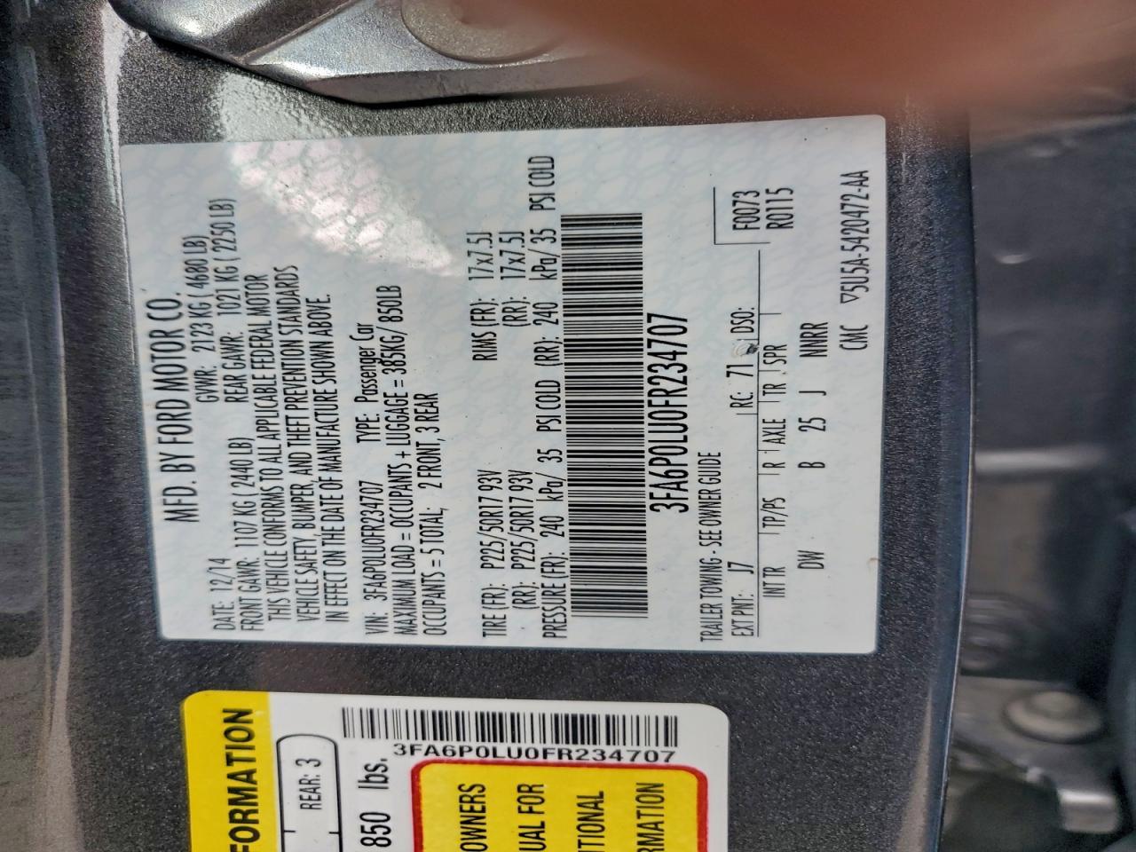 2015 FORD FUSION