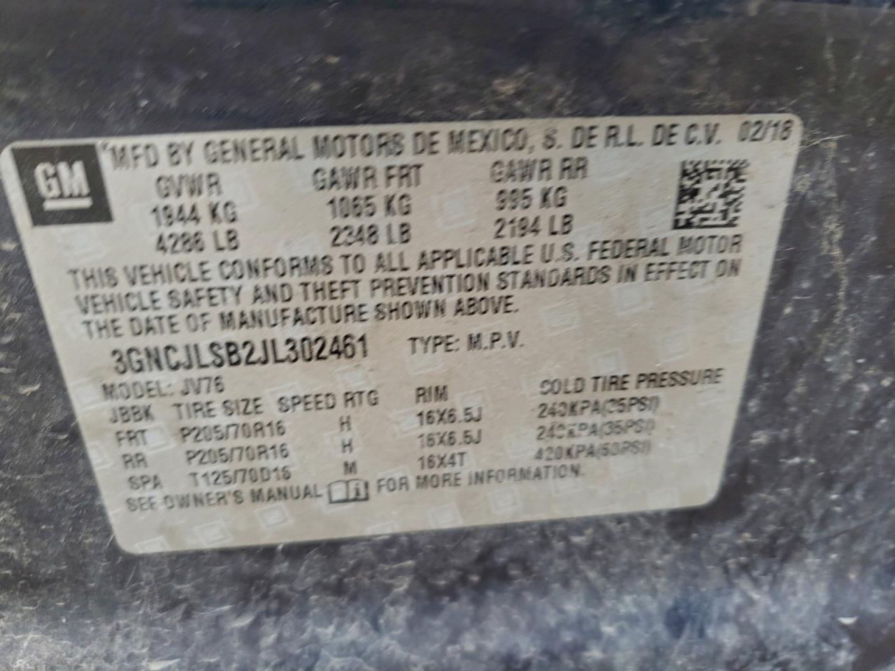 2018 CHEVROLET TRAX