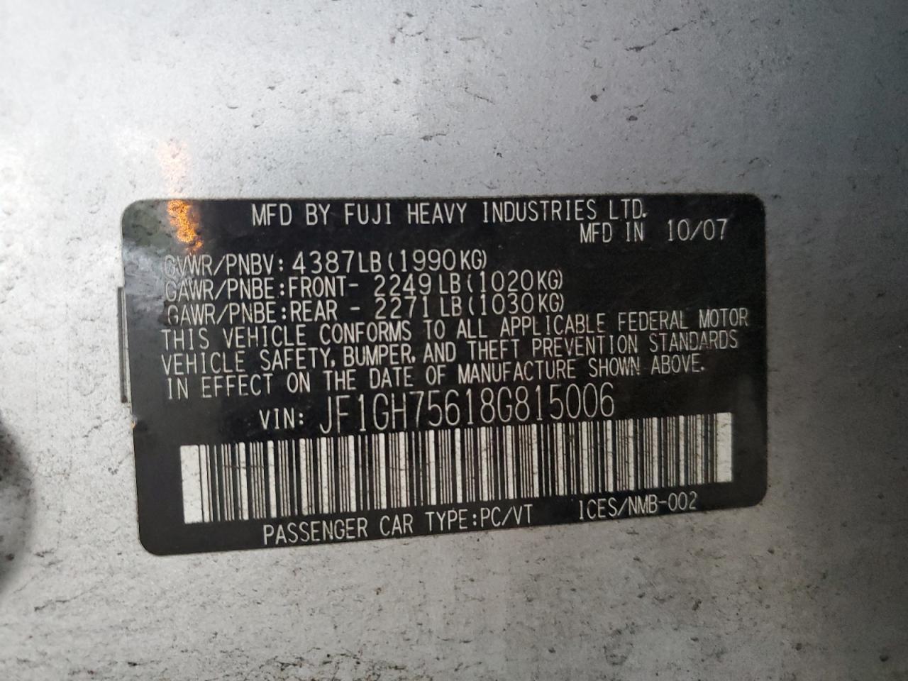2008 SUBARU IMPREZA
