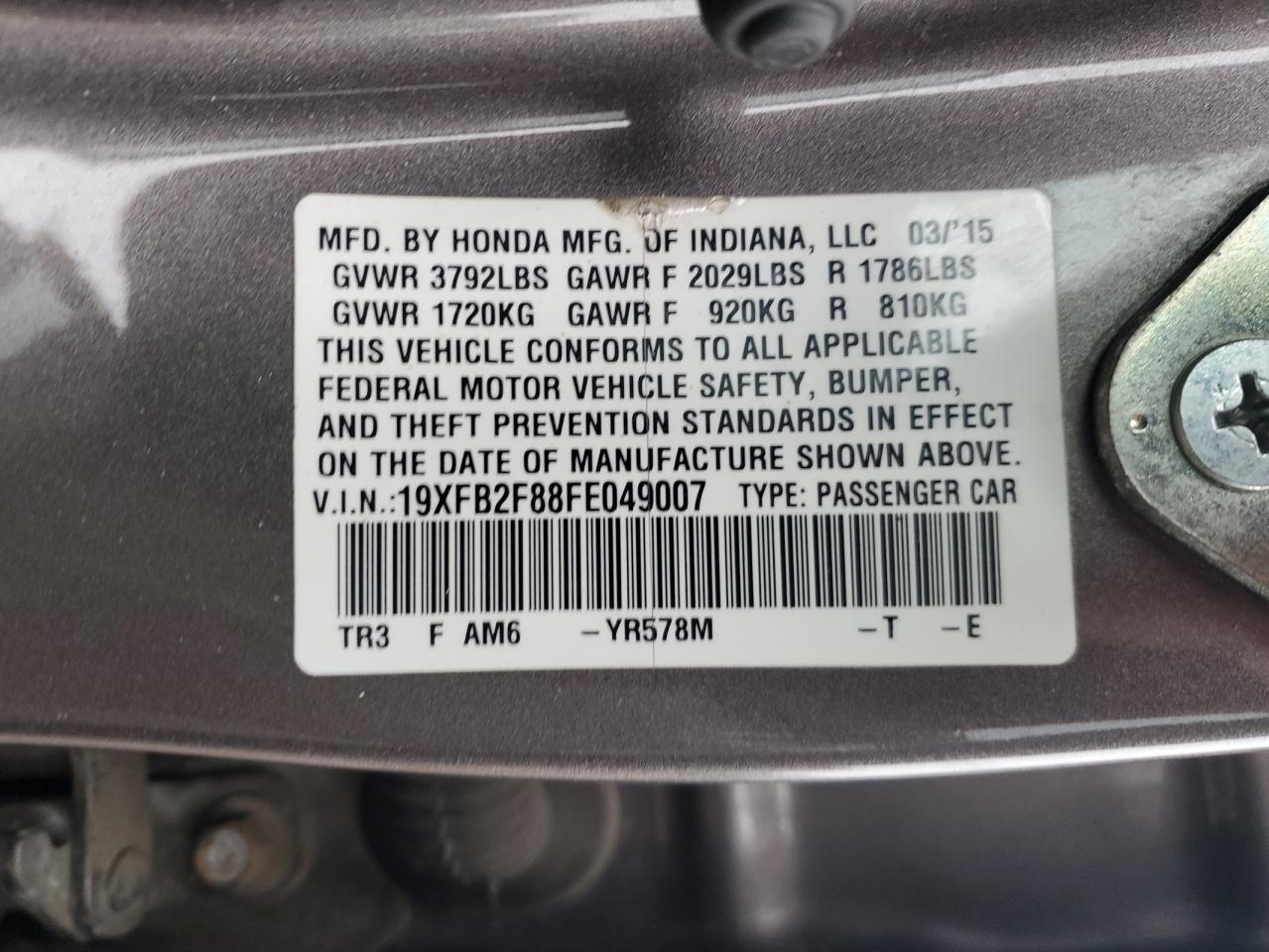 2015 HONDA CIVIC