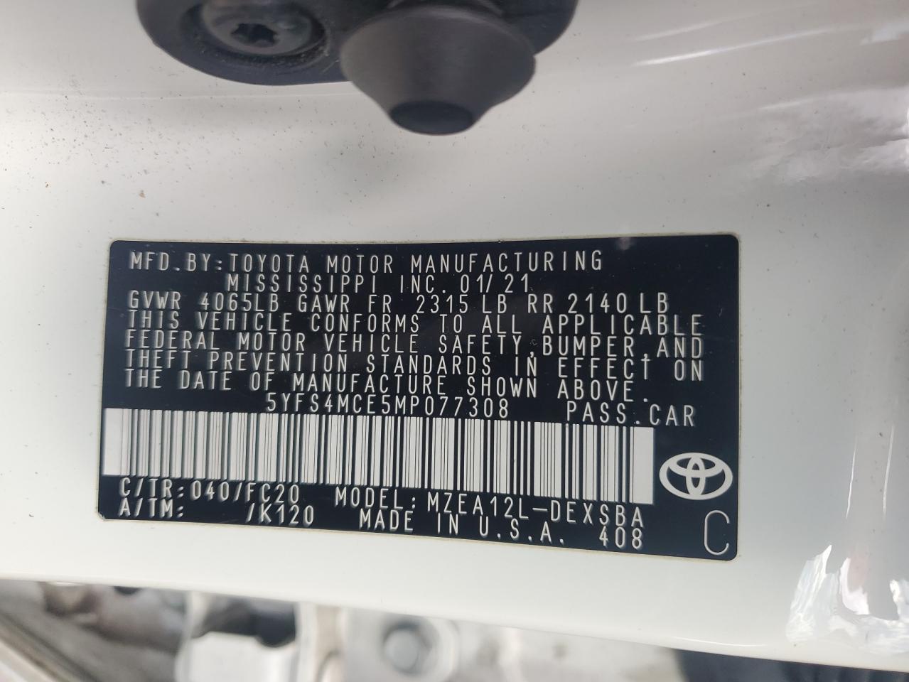 2021 TOYOTA COROLLA