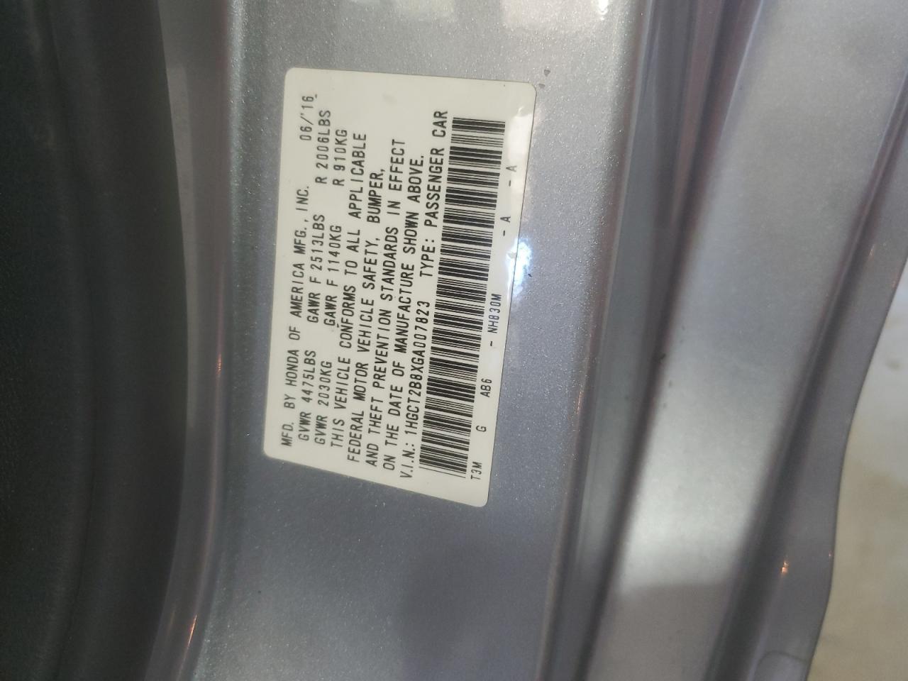 2016 HONDA ACCORD
