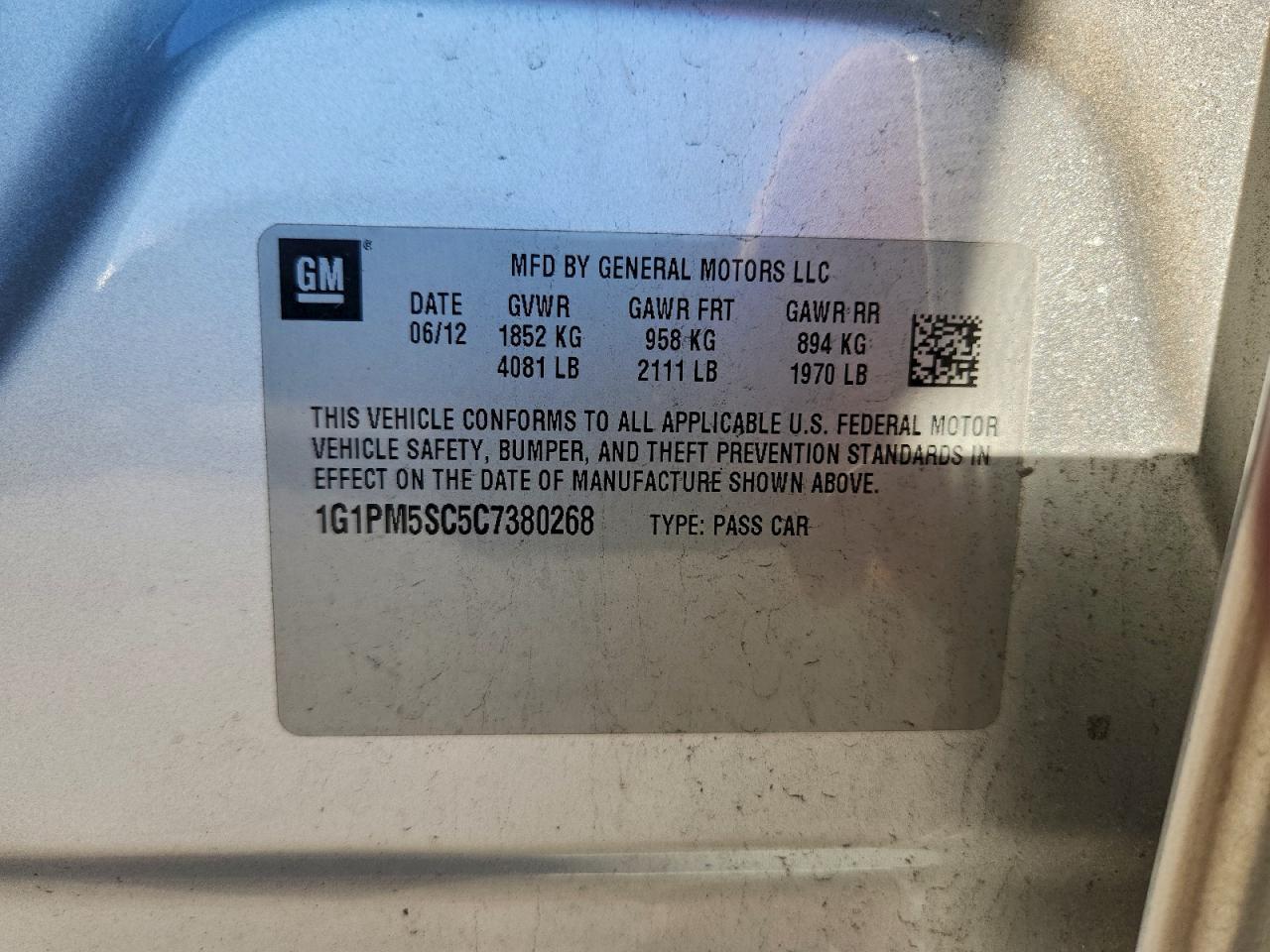 2012 CHEVROLET CRUZE
