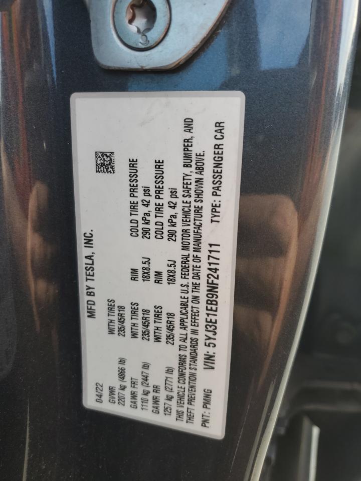 2022 TESLA MODEL 3