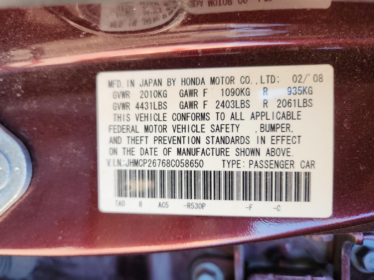 2008 HONDA ACCORD