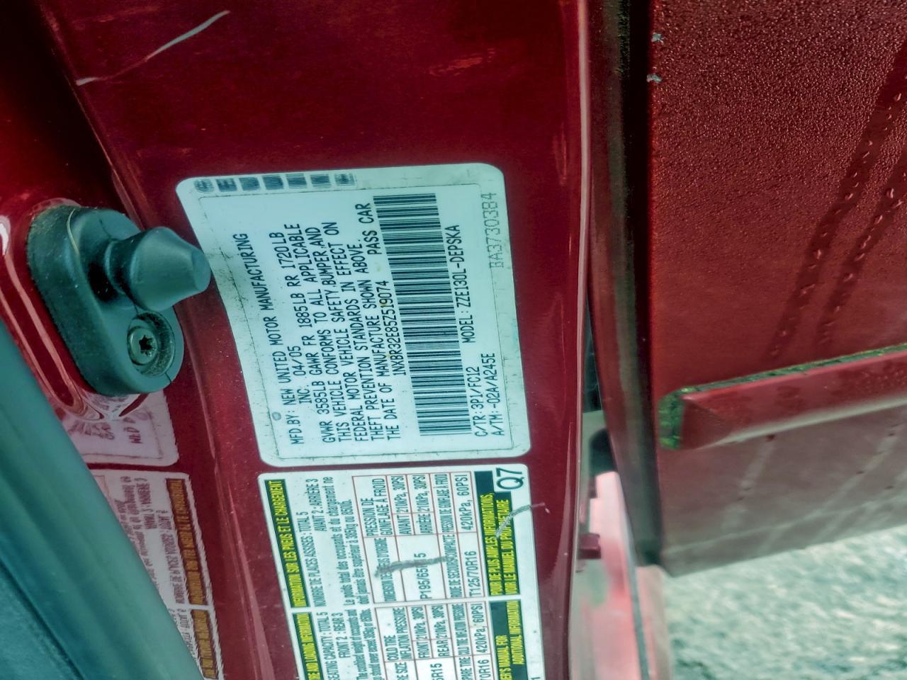 2005 TOYOTA COROLLA