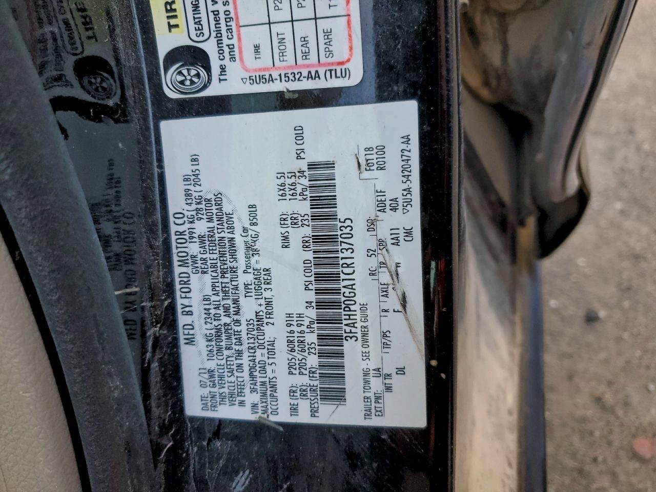 2012 FORD FUSION