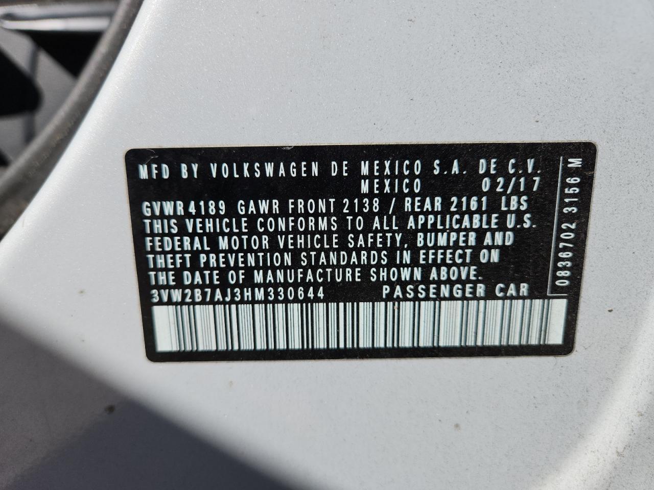 2017 VOLKSWAGEN JETTA