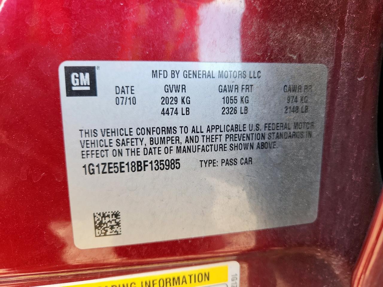 2011 CHEVROLET MALIBU