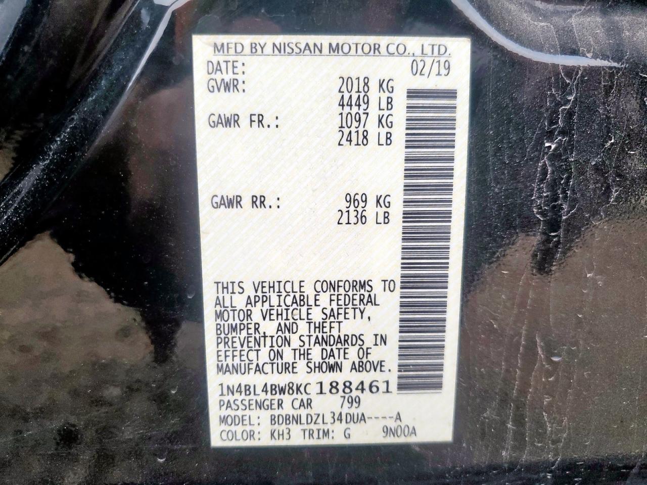 2019 NISSAN ALTIMA