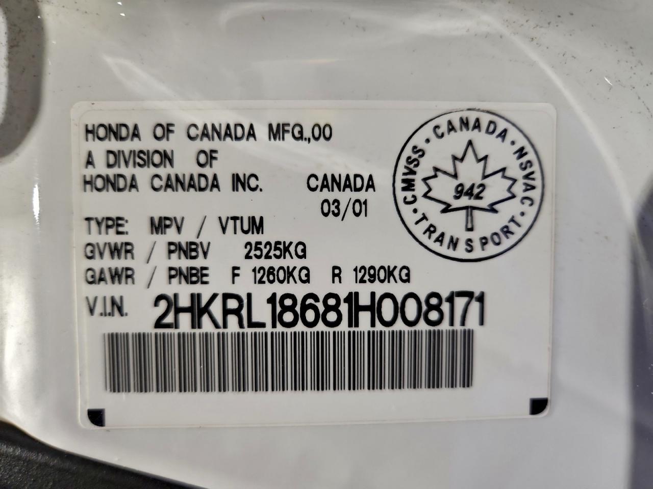 2001 HONDA ODYSSEY