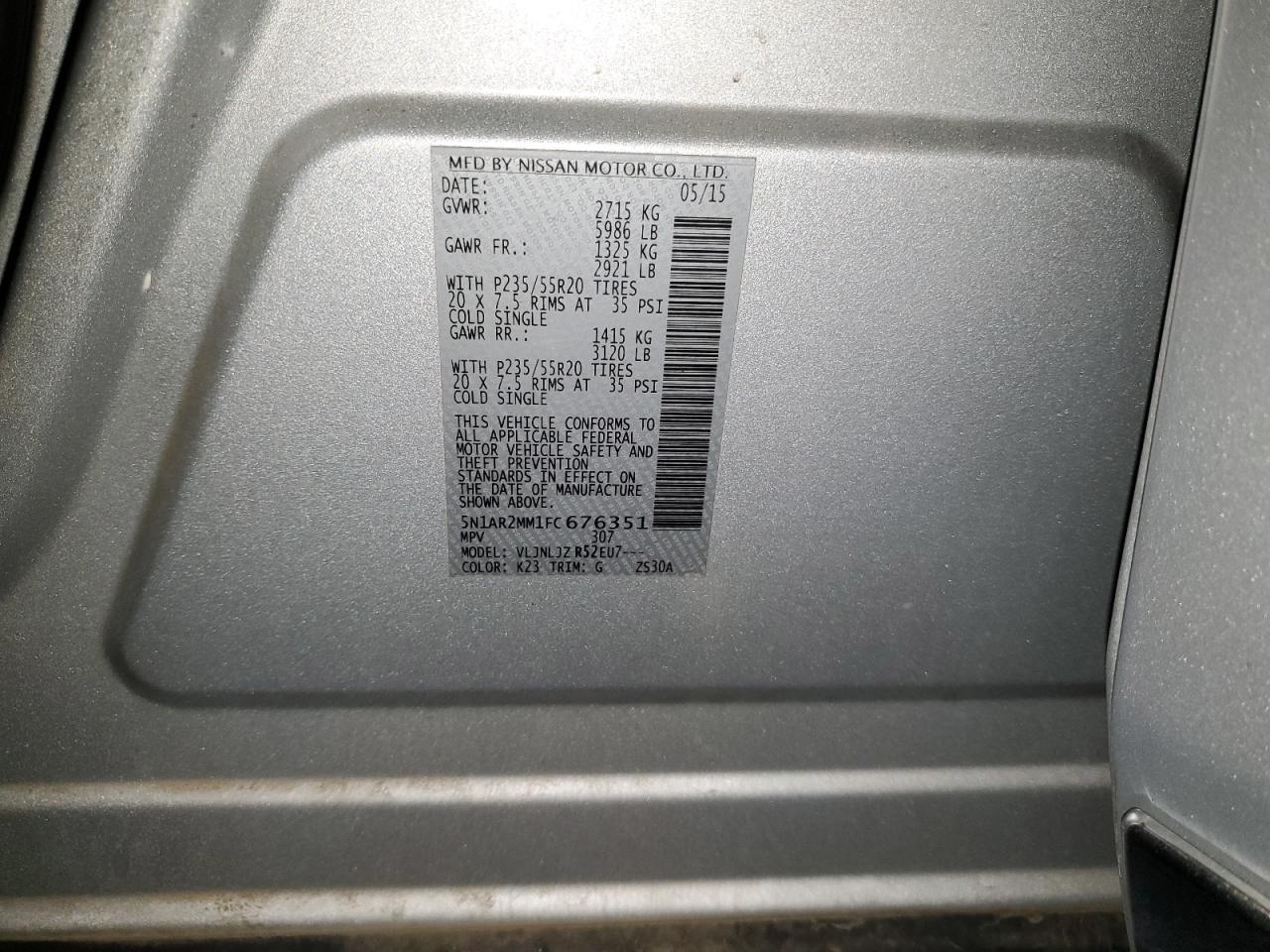 2015 NISSAN PATHFINDER