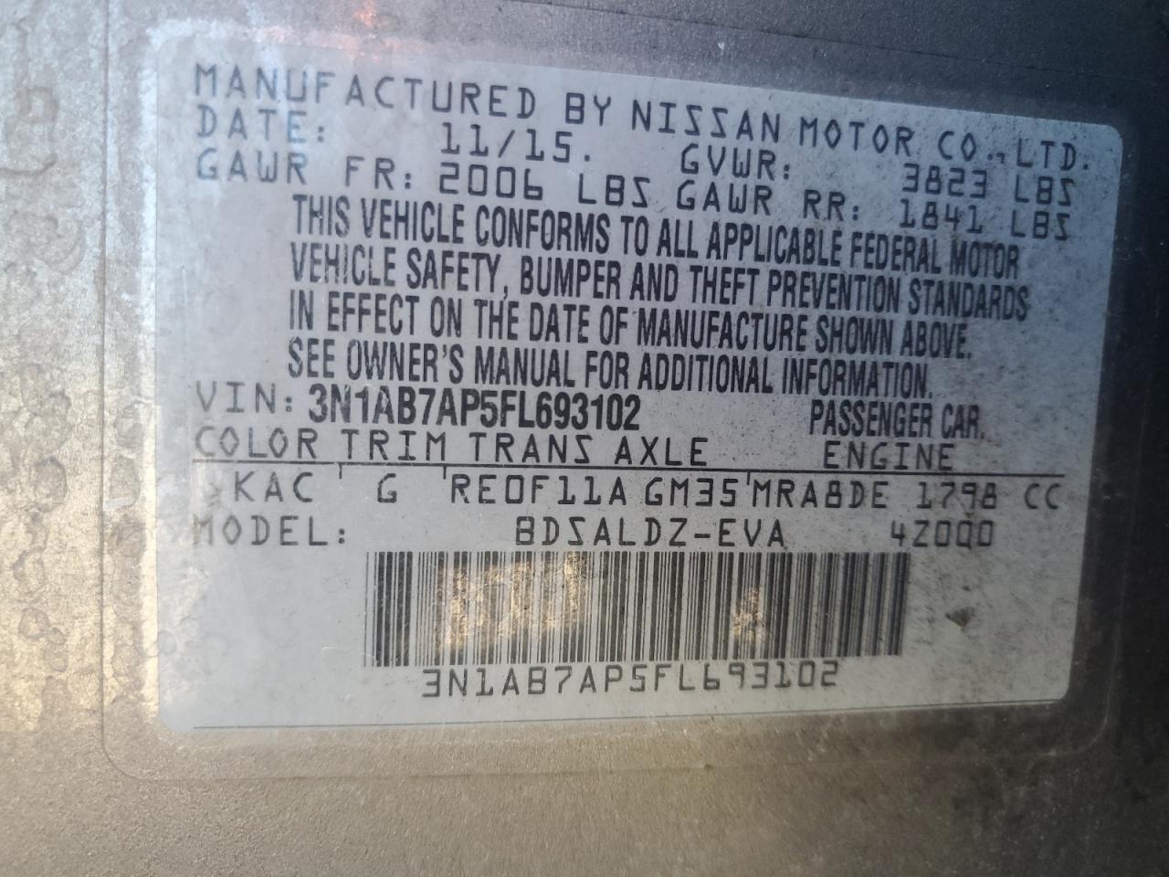 2015 NISSAN SENTRA