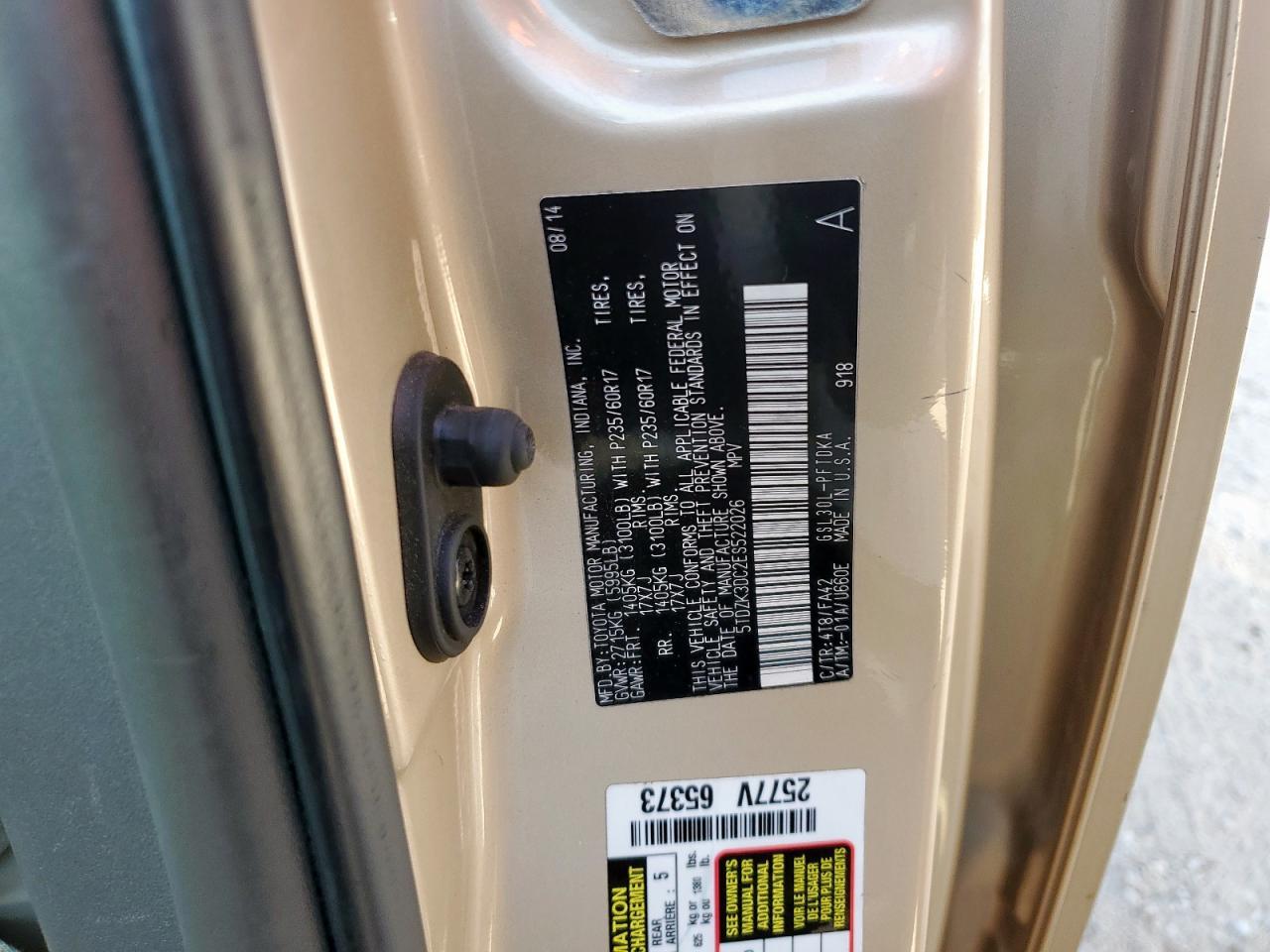2014 TOYOTA SIENNA