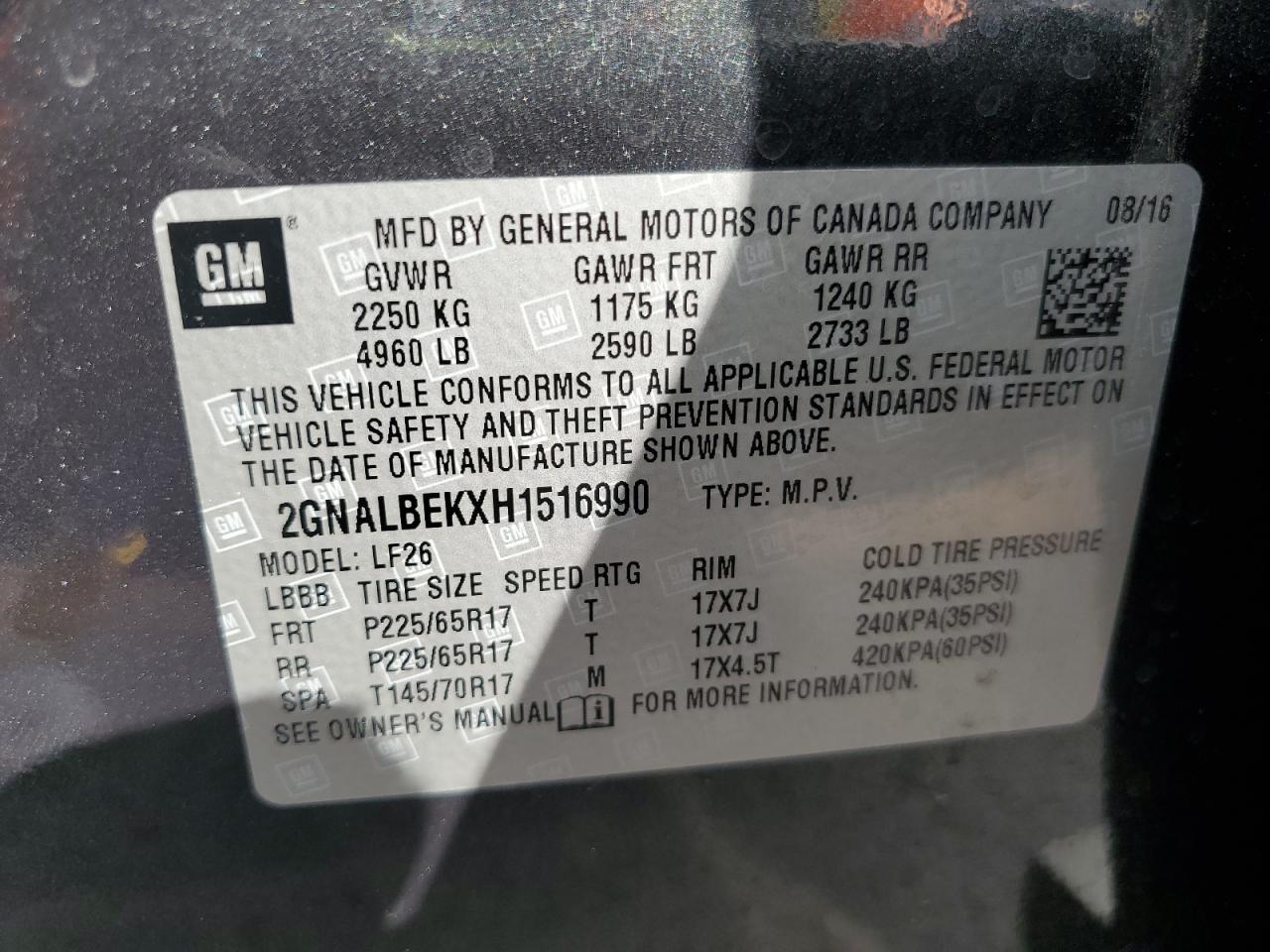 2017 CHEVROLET EQUINOX