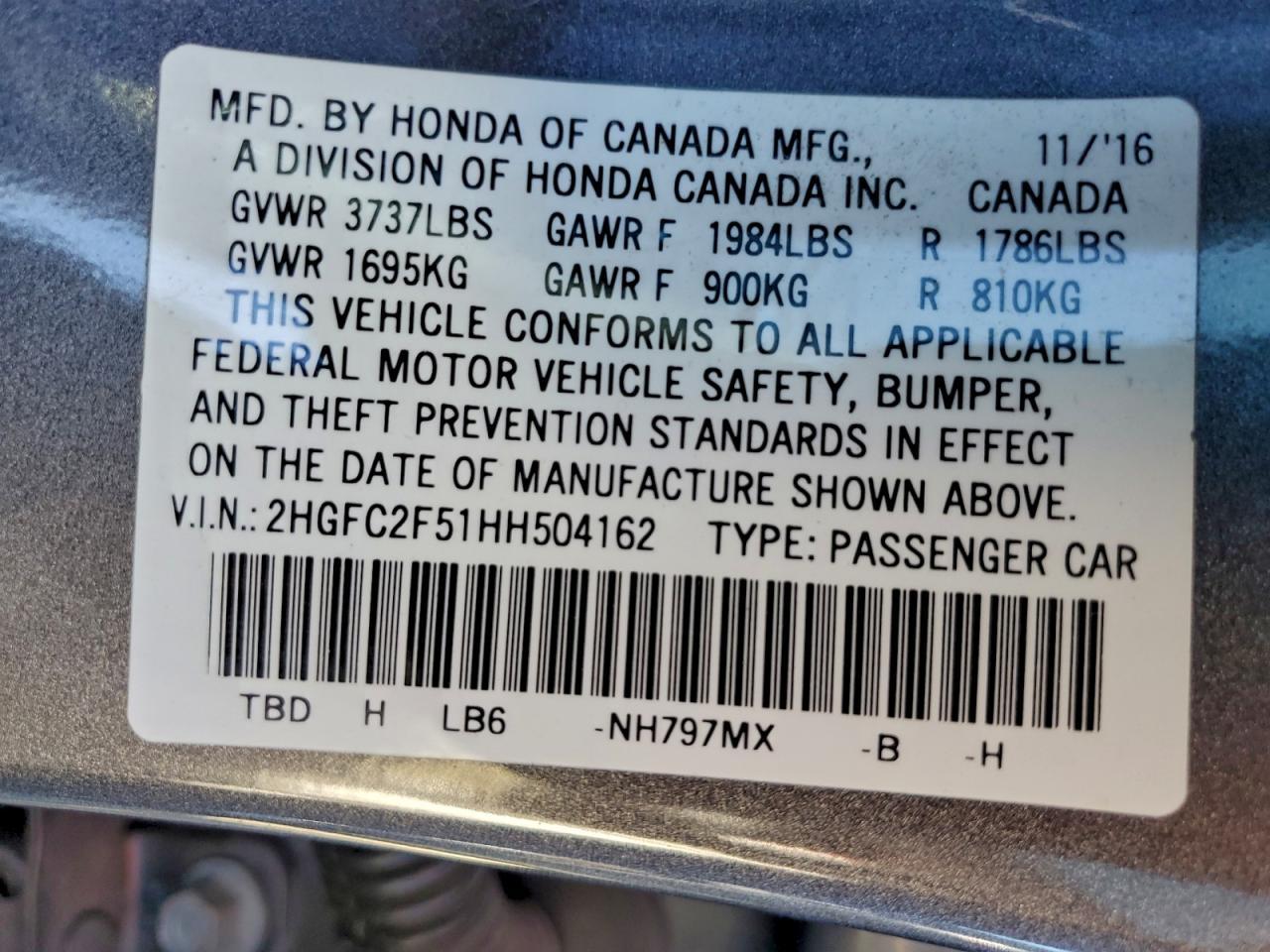 2017 HONDA CIVIC