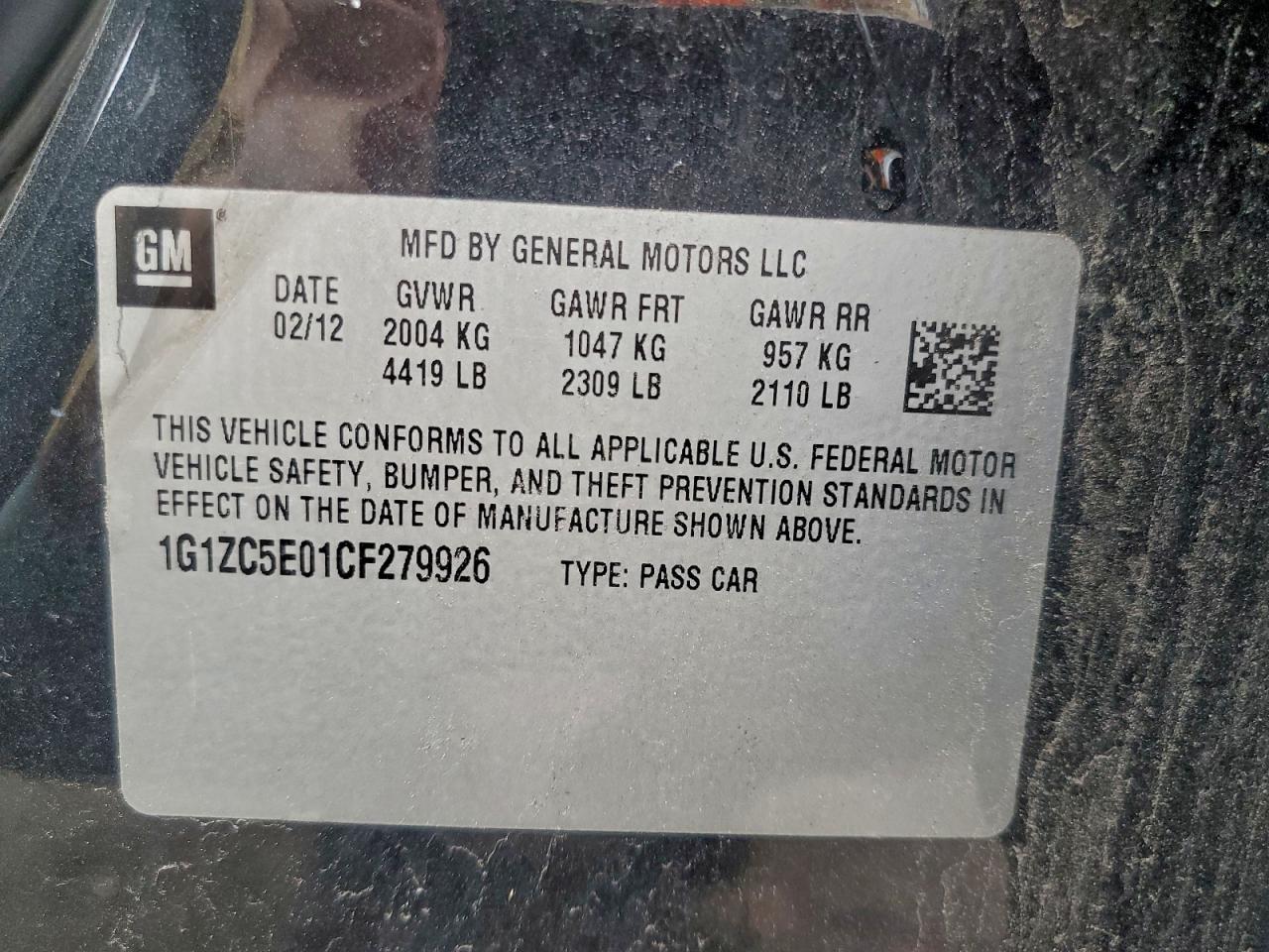 2012 CHEVROLET MALIBU