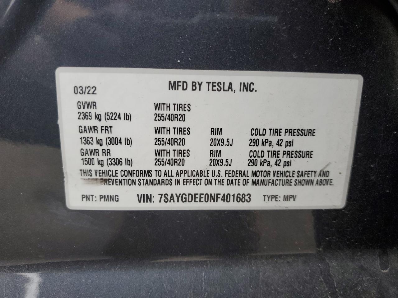 2022 TESLA MODEL Y