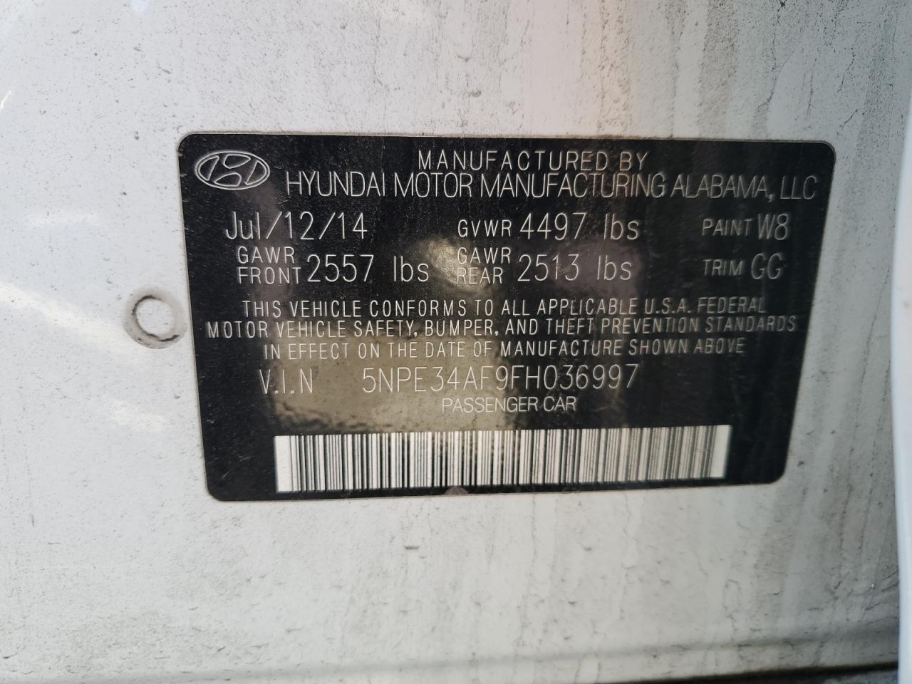 2015 HYUNDAI SONATA