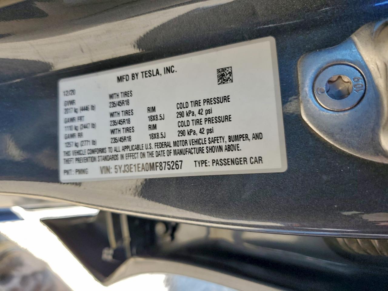 2021 TESLA MODEL 3