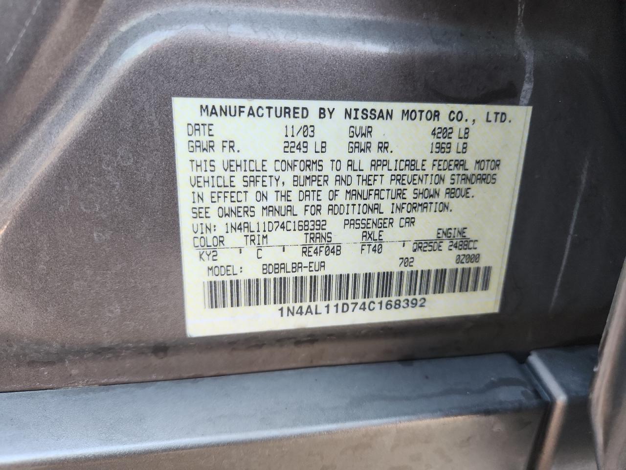 2004 NISSAN ALTIMA