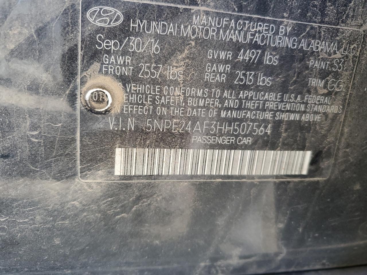 2017 HYUNDAI SONATA
