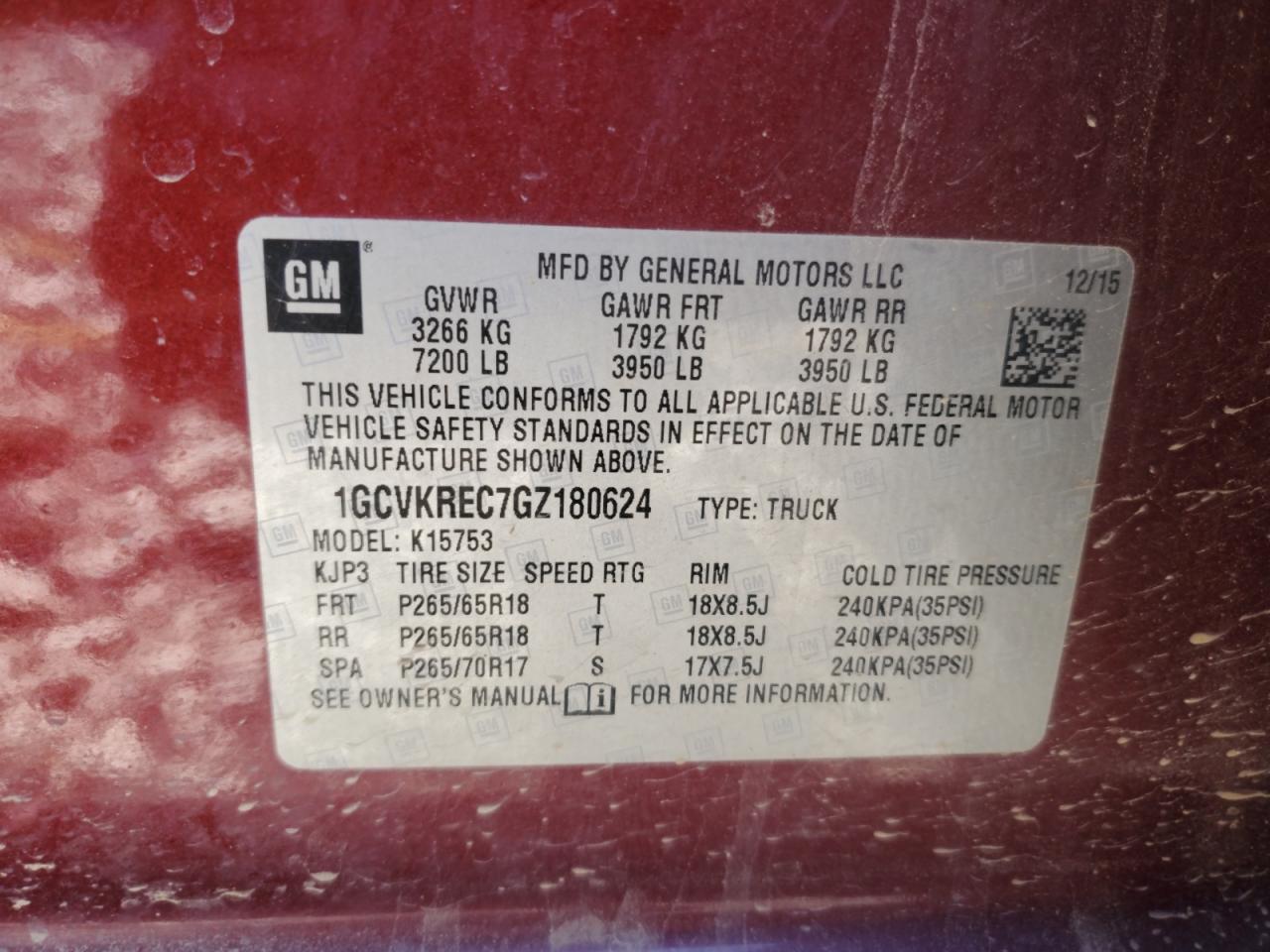 2016 CHEVROLET SILVERADO 1500