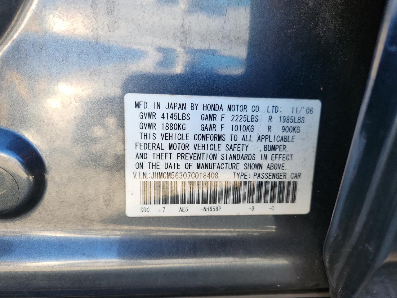 2007 HONDA ACCORD