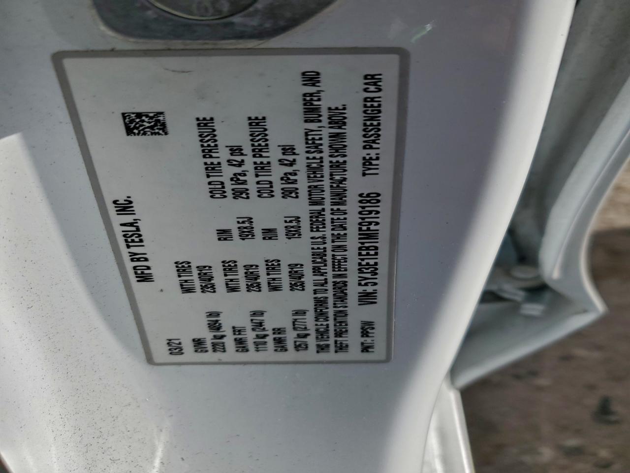 2021 TESLA MODEL 3