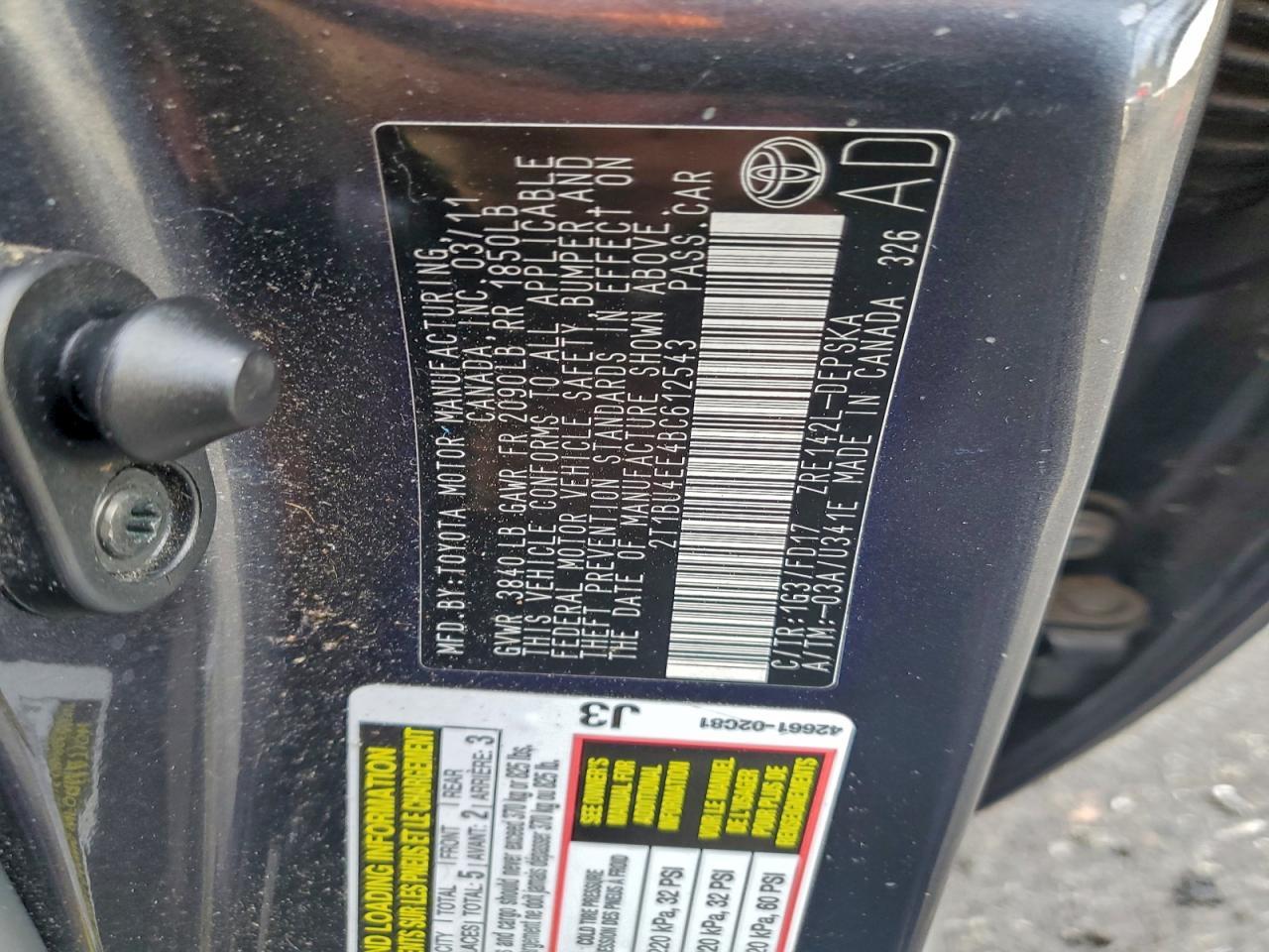 2011 TOYOTA COROLLA