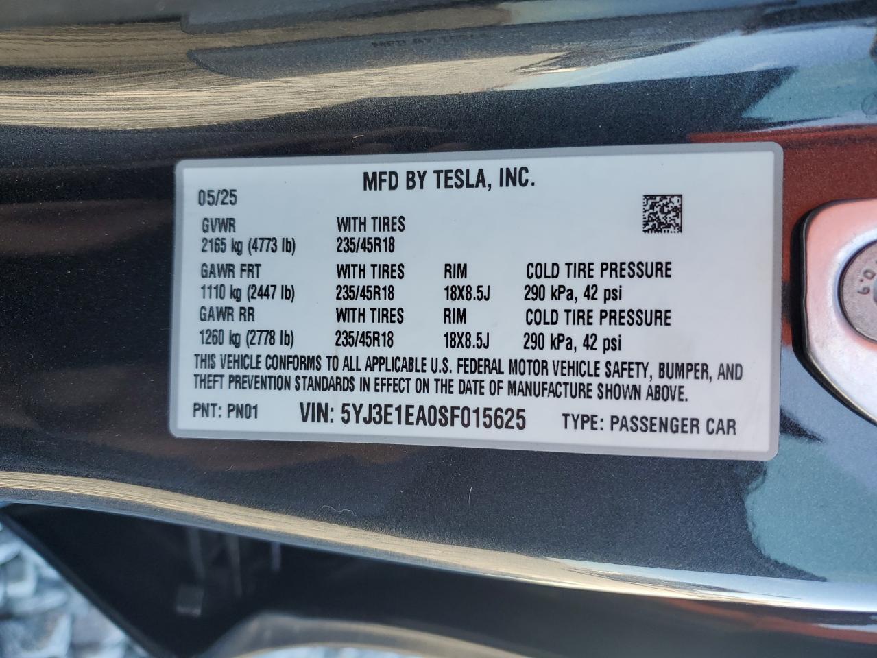 2025 TESLA MODEL 3