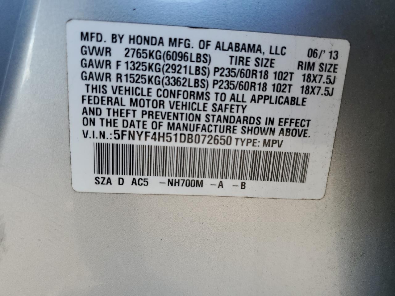 2013 HONDA PILOT